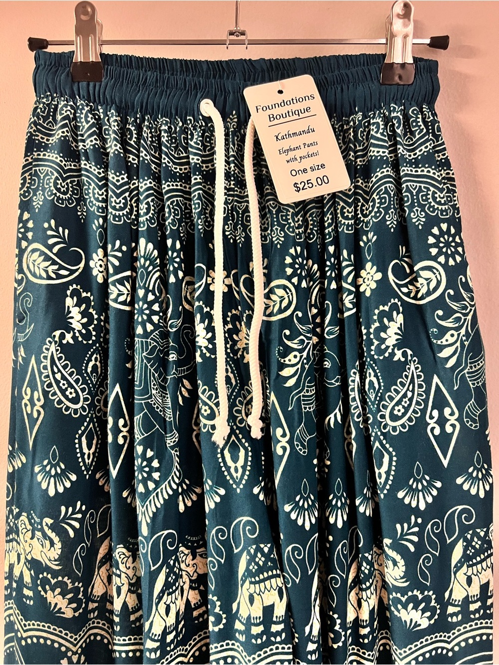 NWT- Elephant Pants with pockets: OS Green